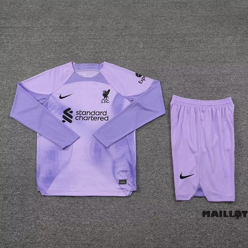 Foot Maillot Pas Cher Thailande Gardien Manches Longues Conjunto De Homme Liverpool 2022 2023 Purpura