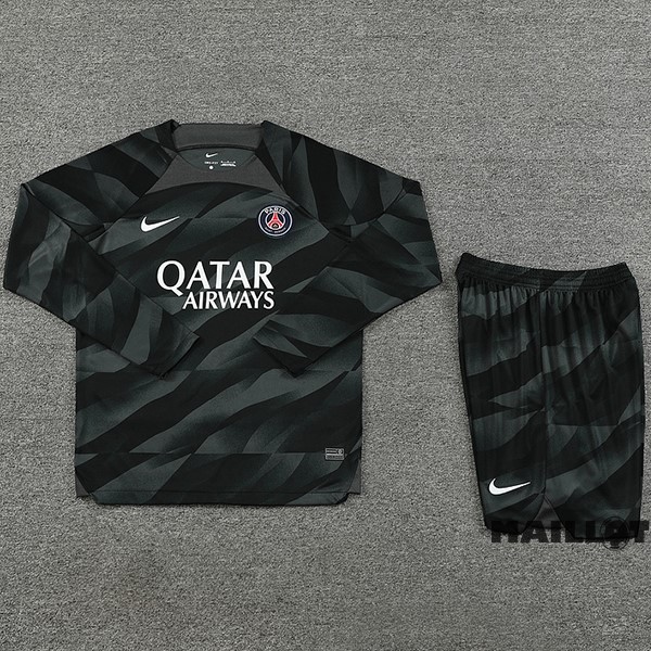 Foot Maillot Pas Cher Thailande Gardien Manches Longues Conjunto De Homme Paris Saint Germain 2023 2024 Noir
