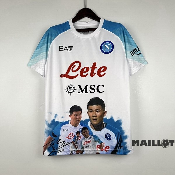 Foot Maillot Pas Cher Thailande Spécial Maillot Napoli 2023 2024 Blanc II Bleu
