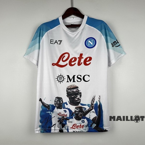 Foot Maillot Pas Cher Thailande Spécial Maillot Napoli 2023 2024 Blanc I Bleu