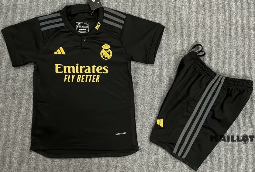 Foot Maillot Pas Cher Third Conjunto De Enfant Real Madrid 2023 2024 Noir
