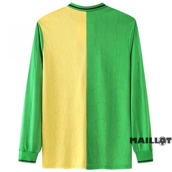 Foot Maillot Pas Cher Third Manches Longues Manchester United Retro 1992 1994 Vert Jaune