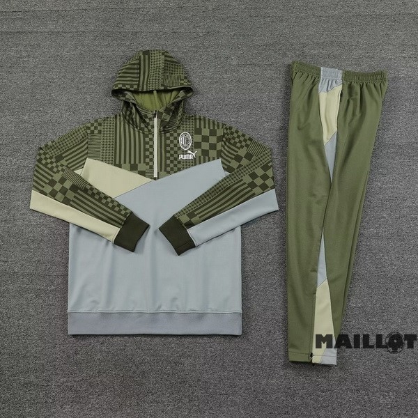 Foot Maillot Pas Cher Veste Con Capucha AC Milan 2023 2024 Vert Gris
