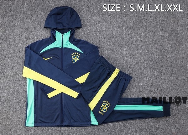 Foot Maillot Pas Cher Veste Con Capucha Brésil 2023 Bleu Marine Vert
