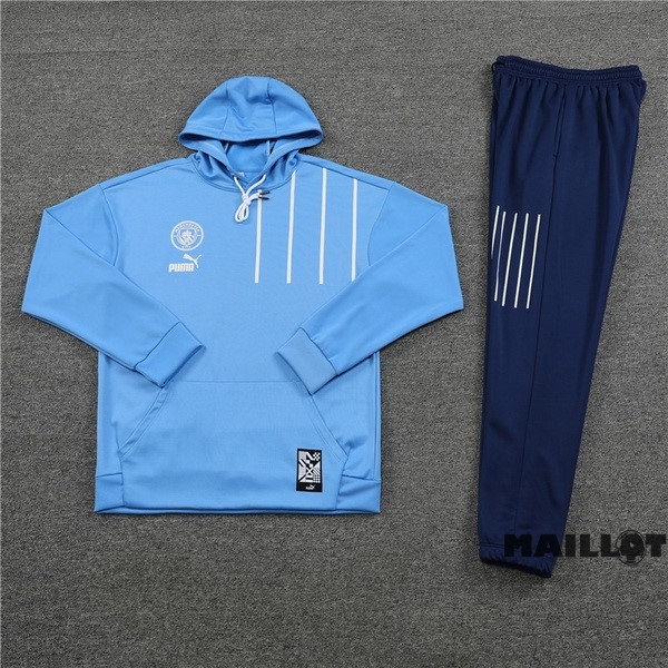 Foot Maillot Pas Cher Veste Con Capucha Manchester City 2022 2023 Bleu