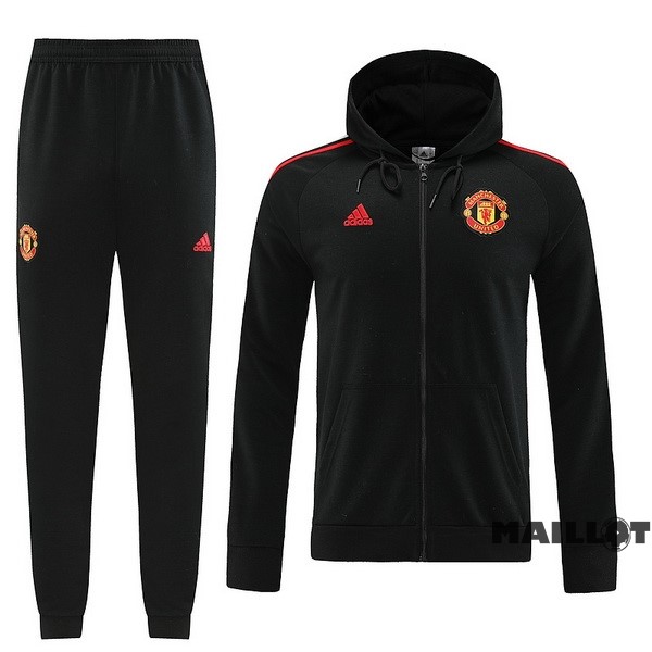 Foot Maillot Pas Cher Veste Con Capucha Manchester United 2022 2023 Noir Rouge