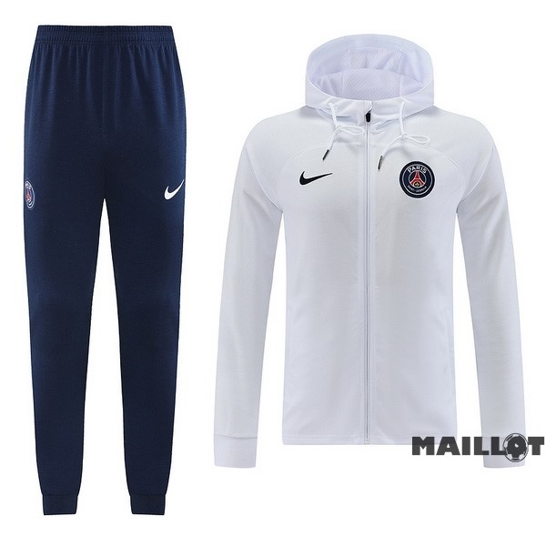 Foot Maillot Pas Cher Veste Con Capucha Paris Saint Germain 2022 2023 Blanc II Noir