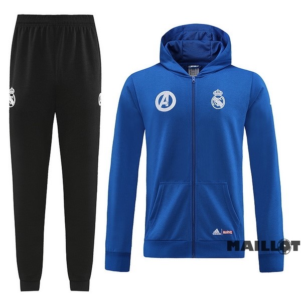 Foot Maillot Pas Cher Veste Con Capucha Real Madrid 2022 2023 Noir Bleu
