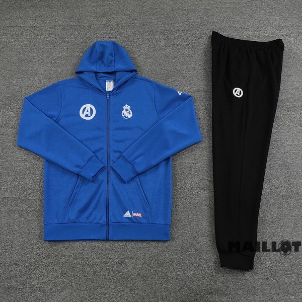 Foot Maillot Pas Cher Veste Con Capucha Real Madrid 2022 2023 Noir Bleu