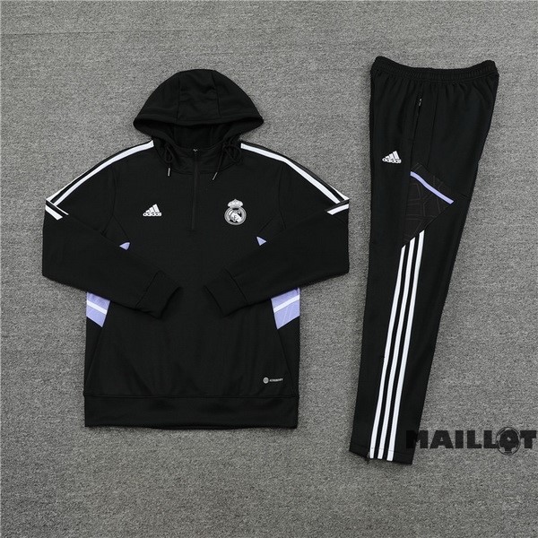 Foot Maillot Pas Cher Veste Con Capucha Real Madrid 2022 2023 Noir Purpura