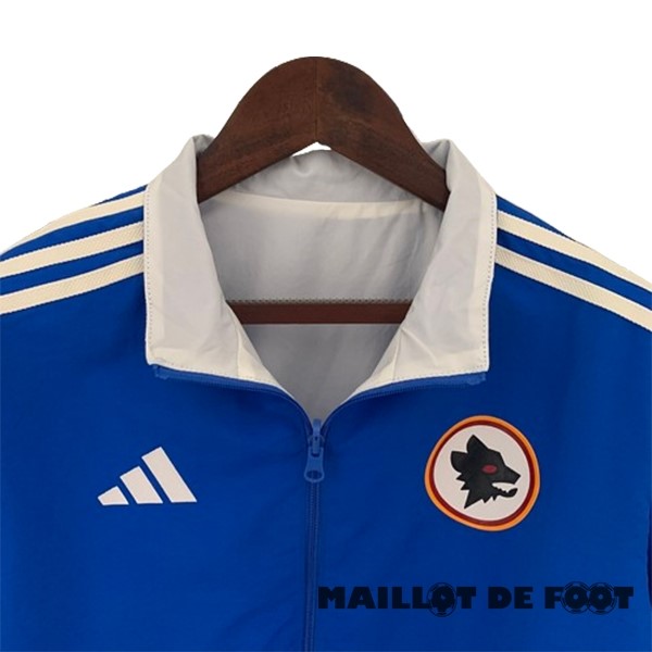 Foot Maillot Pas Cher Coupe Vent AS Roma 2023 2024 Bleu Blanc