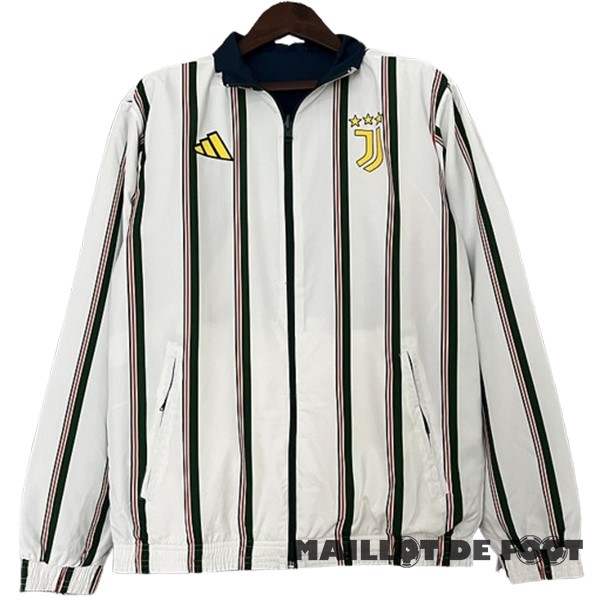 Foot Maillot Pas Cher Coupe Vent Juventus 2023 2024 Blanc Bleu