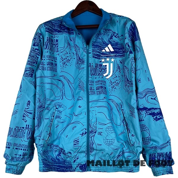 Foot Maillot Pas Cher Coupe Vent Juventus 2023 2024 Bleu