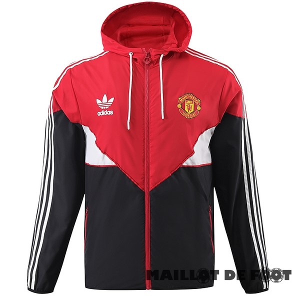 Foot Maillot Pas Cher Coupe Vent Manchester United 2023 2024 Rouge Noir Blanc