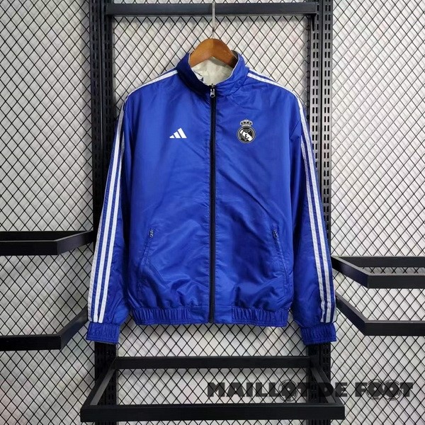 Foot Maillot Pas Cher Coupe Vent Real Madrid 2023 2024 Bleu Blanc