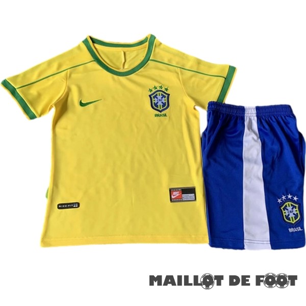 Foot Maillot Pas Cher Domicile Conjunto De Enfant Brésil Retro 1998 Jaune