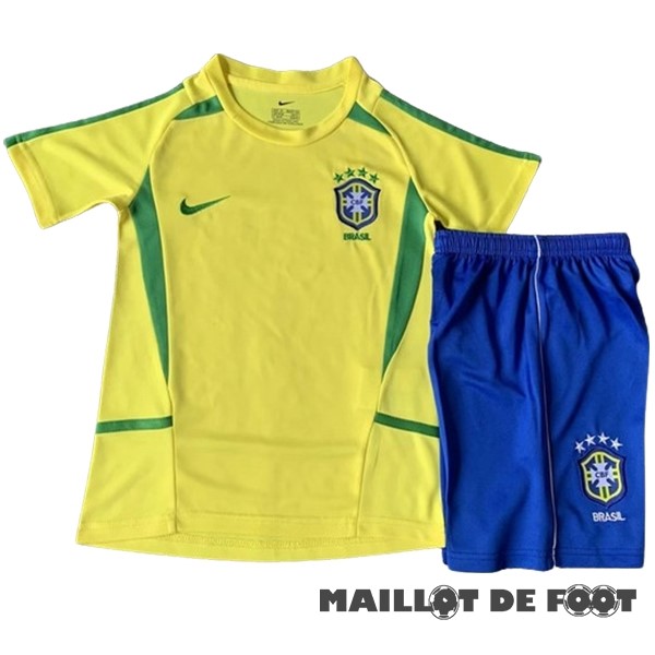 Foot Maillot Pas Cher Domicile Conjunto De Enfant Brésil Retro 2002 Jaune