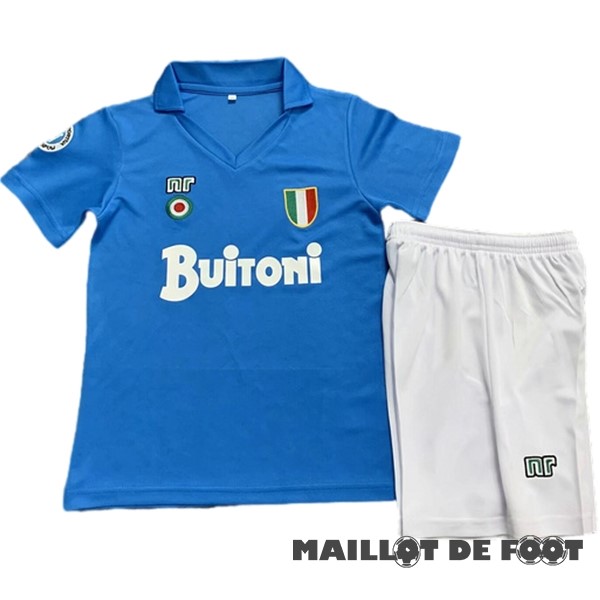 Foot Maillot Pas Cher Domicile Conjunto De Enfant Napoli Retro 1988 1987 Bleu