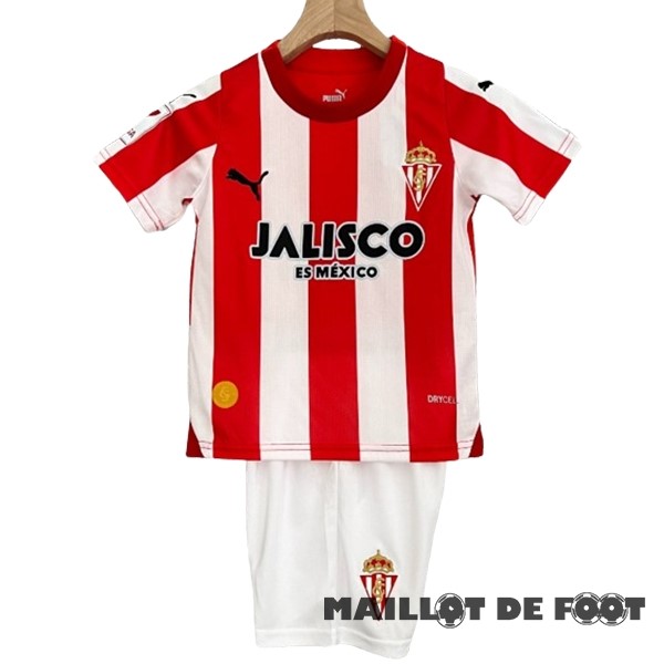 Foot Maillot Pas Cher Domicile Conjunto De Enfant Sporting de Gijón 2023 2024 Rouge Blanc