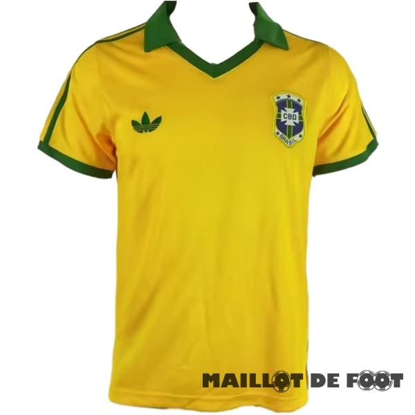 Foot Maillot Pas Cher Domicile Maillot Brésil Retro 1997 Jaune