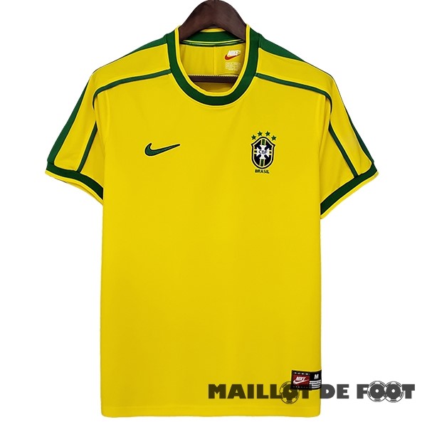 Foot Maillot Pas Cher Domicile Maillot Brésil Retro 1998 Jaune
