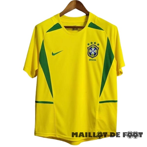 Foot Maillot Pas Cher Domicile Maillot Brésil Retro 2002 Jaune