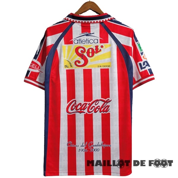 Foot Maillot Pas Cher Domicile Maillot CD Guadalajara Retro 1999 2000 Blanc Rouge