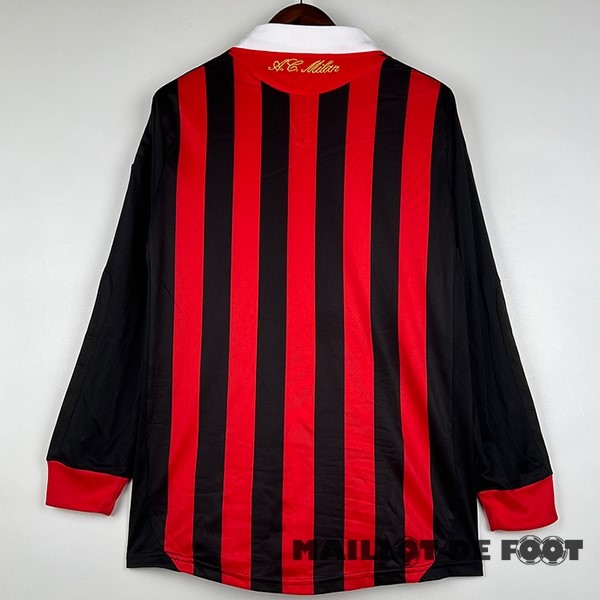 Foot Maillot Pas Cher Domicile Maillot Manches Longues AC Milan Retro 2009 2010 Rouge