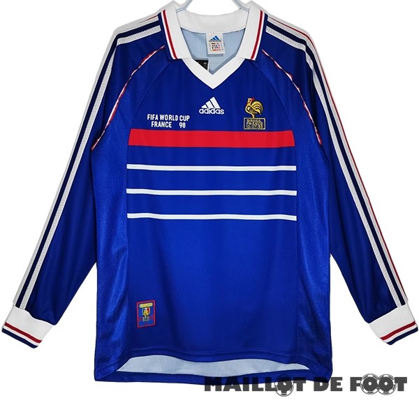 Foot Maillot Pas Cher Domicile Manches Longues AC Milan Retro 1998 Bleu