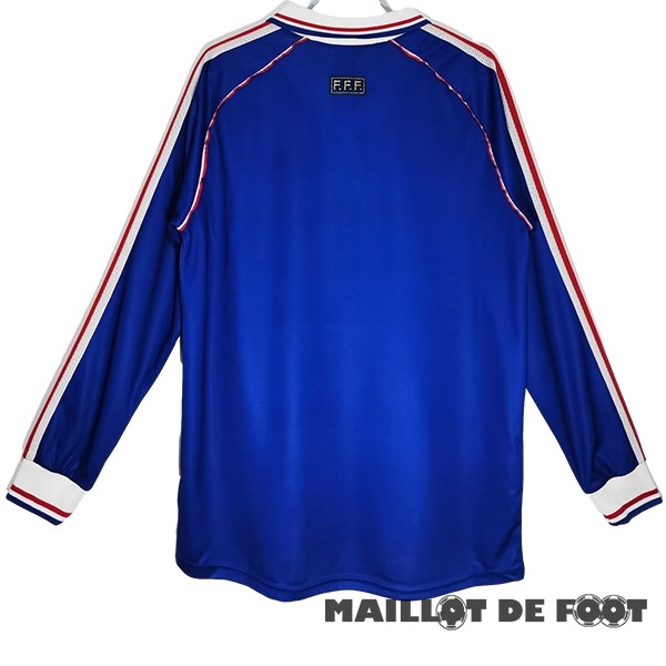 Foot Maillot Pas Cher Domicile Manches Longues AC Milan Retro 1998 Bleu