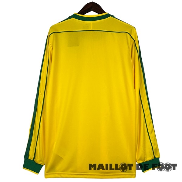 Foot Maillot Pas Cher Domicile Manches Longues Brésil Retro 1998 Jaune