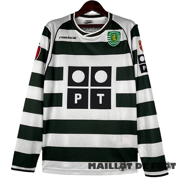 Foot Maillot Pas Cher Domicile Manches Longues Lisboa Retro 2002 2003 Vert