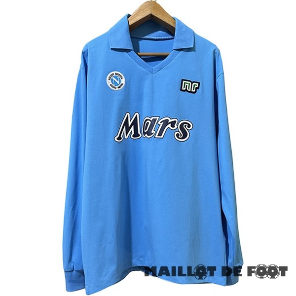 Foot Maillot Pas Cher Domicile Manches Longues Napoli Retro 1989 1990 Bleu
