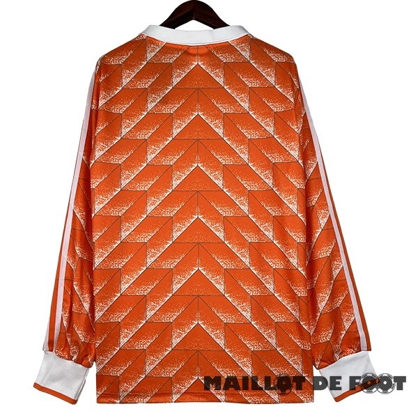 Foot Maillot Pas Cher Domicile Manches Longues Pays Bas Retro 1988 Orange