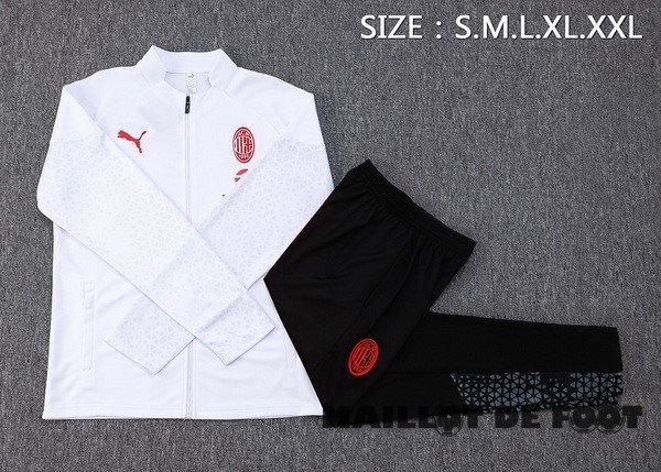 Foot Maillot Pas Cher Ensemble Complet Ensemble Complet longue fermeture éclair vêtements De Sport AC Milan 2023 2024 Blanc Noir