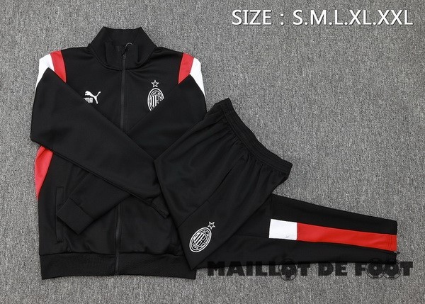 Foot Maillot Pas Cher Ensemble Complet Ensemble Complet longue fermeture éclair vêtements De Sport AC Milan 2023 2024 Noir Blanc Rouge