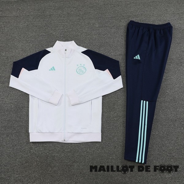 Foot Maillot Pas Cher Ensemble Complet Ensemble Complet longue fermeture éclair vêtements De Sport Ajax 2023 2024 Bleu Blanc Rose
