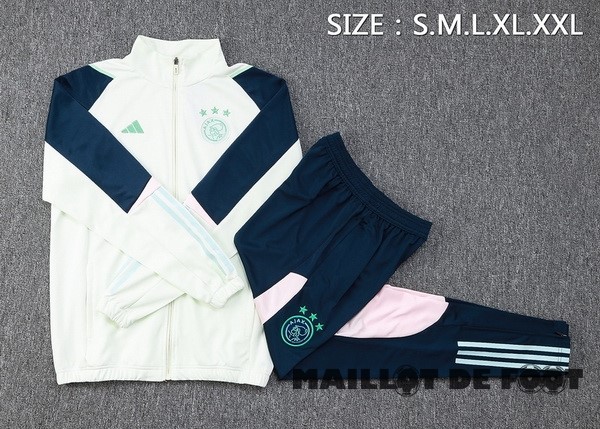 Foot Maillot Pas Cher Ensemble Complet Ensemble Complet longue fermeture éclair vêtements De Sport Ajax 2023 2024 Vert Clair Bleu