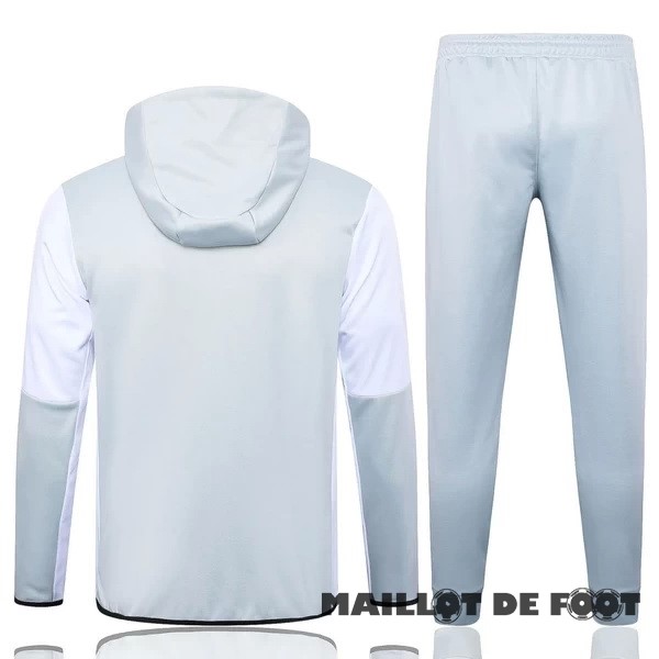 Foot Maillot Pas Cher Ensemble Complet Ensemble Complet longue fermeture éclair vêtements De Sport Al Nassr 2023 2024 Gris Blanc