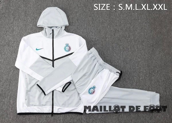 Foot Maillot Pas Cher Ensemble Complet Ensemble Complet longue fermeture éclair vêtements De Sport Al Nassr 2023 2024 Gris Blanc
