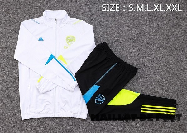 Foot Maillot Pas Cher Ensemble Complet Ensemble Complet longue fermeture éclair vêtements De Sport Arsenal 2023 2024 Blanc Bleu Noir