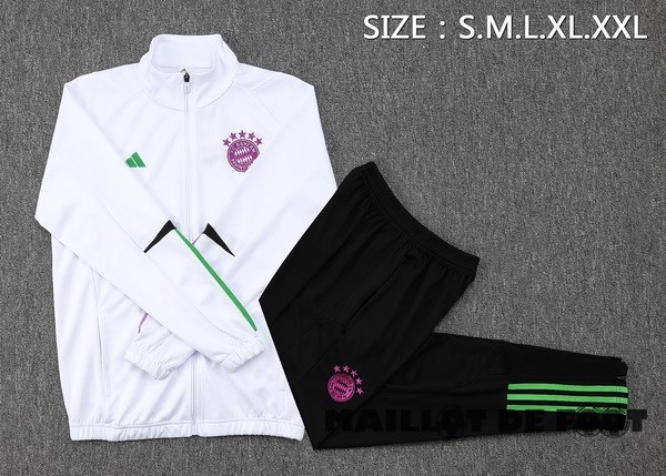 Foot Maillot Pas Cher Ensemble Complet Ensemble Complet longue fermeture éclair vêtements De Sport Bayern Múnich 2023 2024 Blanc Noir Purpura
