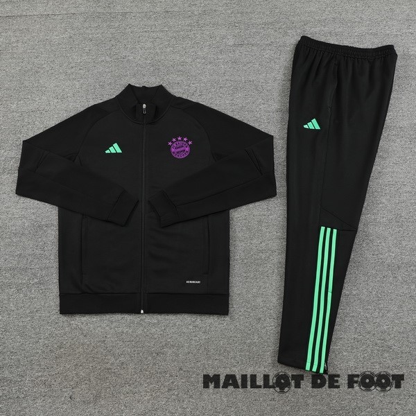Foot Maillot Pas Cher Ensemble Complet Ensemble Complet longue fermeture éclair vêtements De Sport Bayern Múnich 2023 2024 Noir I Purpura