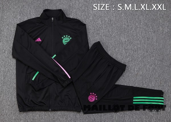 Foot Maillot Pas Cher Ensemble Complet Ensemble Complet longue fermeture éclair vêtements De Sport Bayern Múnich 2023 2024 Noir Purpura