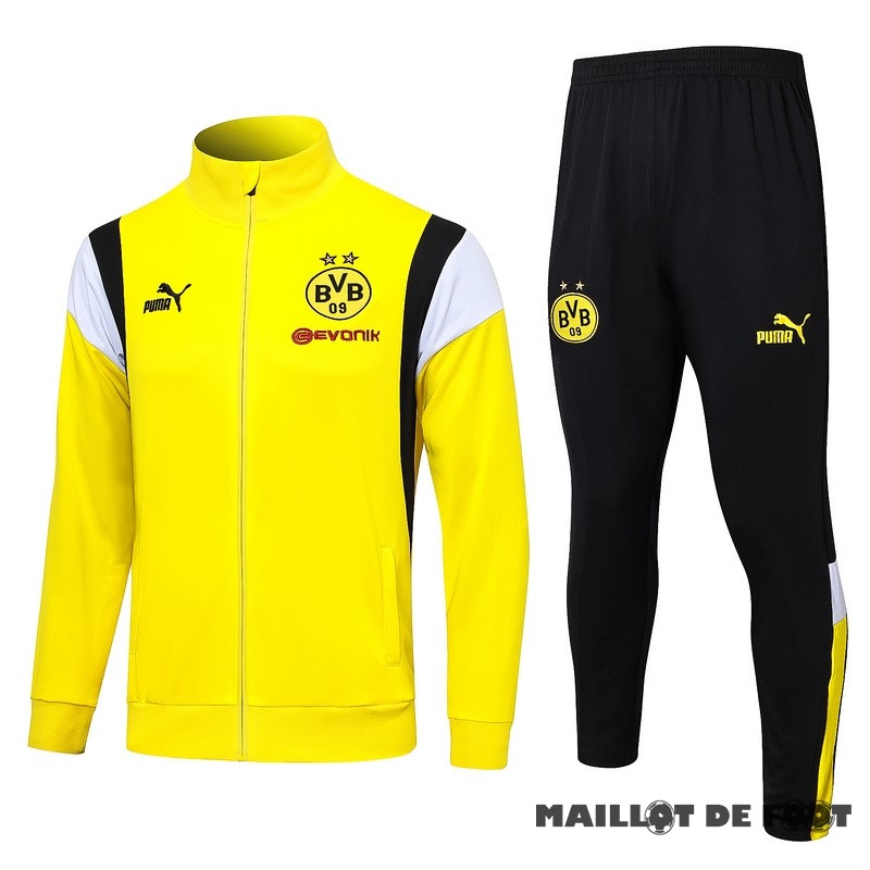 Foot Maillot Pas Cher Ensemble Complet Ensemble Complet longue fermeture éclair vêtements De Sport Borussia Dortmund 2023 2024 Jaune Blanc Noir