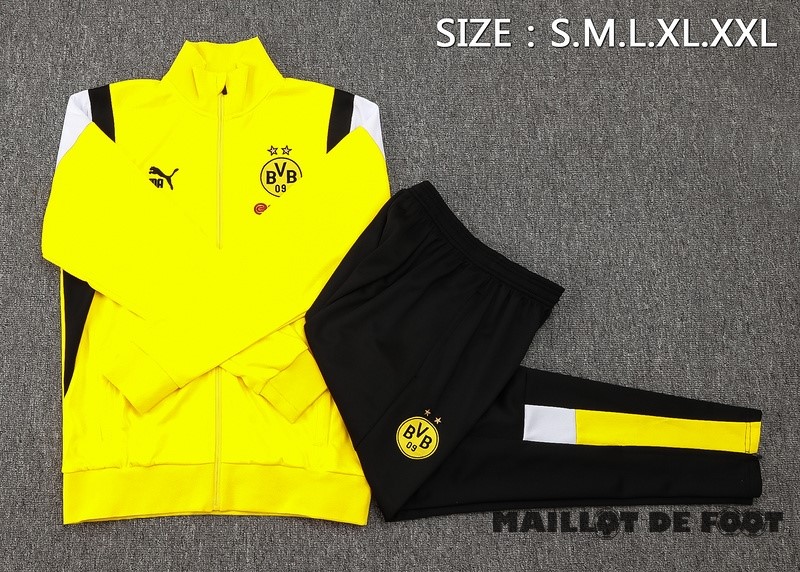 Foot Maillot Pas Cher Ensemble Complet Ensemble Complet longue fermeture éclair vêtements De Sport Borussia Dortmund 2023 2024 Jaune Blanc Noir