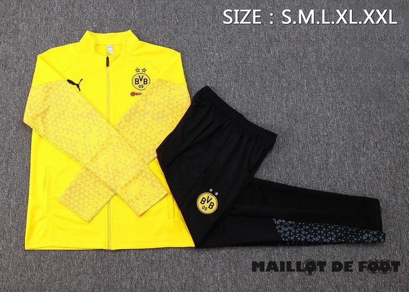 Foot Maillot Pas Cher Ensemble Complet Ensemble Complet longue fermeture éclair vêtements De Sport Borussia Dortmund 2023 2024 Jaune I Noir