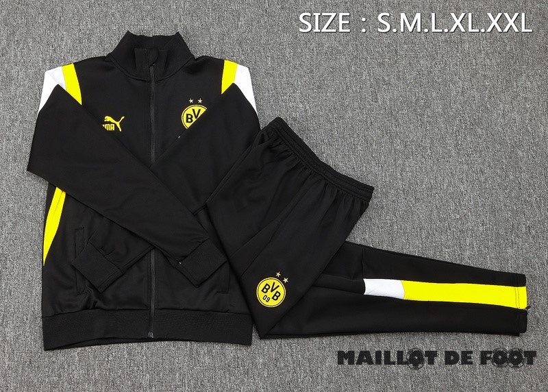 Foot Maillot Pas Cher Ensemble Complet Ensemble Complet longue fermeture éclair vêtements De Sport Borussia Dortmund 2023 2024 Noir Jaune Blanc