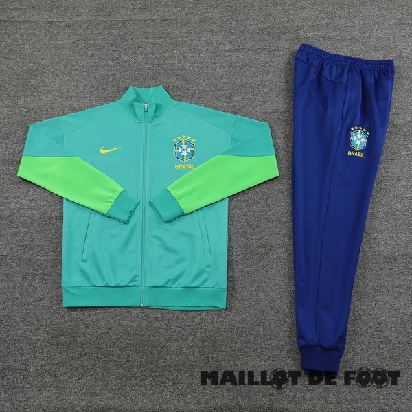 Foot Maillot Pas Cher Ensemble Complet Ensemble Complet longue fermeture éclair vêtements De Sport Brésil 2023 Bleu I Vert