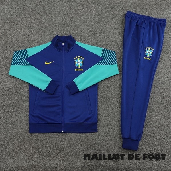Foot Maillot Pas Cher Ensemble Complet Ensemble Complet longue fermeture éclair vêtements De Sport Brésil 2023 Bleu Vert